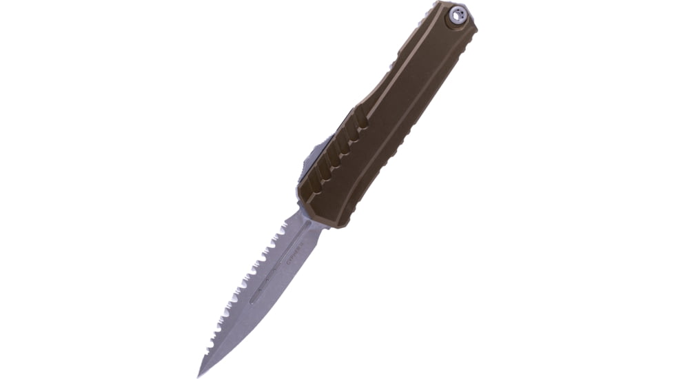 Microtech Cypher II D/E Standard 3.55in Folding Knife, Od Green Apocalyptic, 1242-12APOD