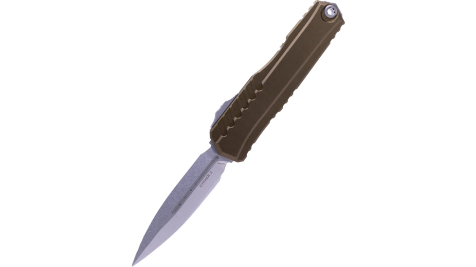 Microtech Cypher II D/E Standard 3.55in Folding Knife, Od Green Stonewash, 1242-10OD