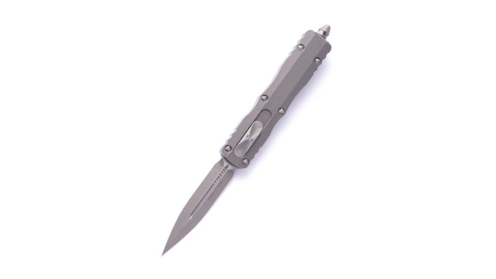 Microtech Dirac D/E Apocalyptic Standard 2.875in Automatic Folding Knife, Double-Action OTF, Natural Clear, 225-10APNC