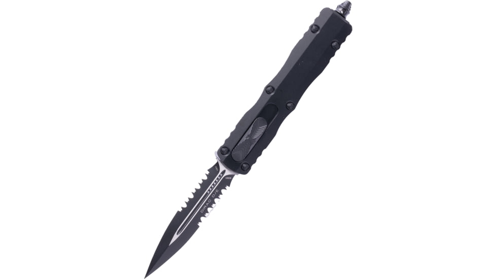 Microtech DIRAC D/E BLACK STD PARTIAL SERRATION TACTICAL, Black, 225-2T