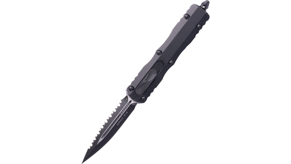 Microtech Dirac D/E Tactical Standard Full Serration 2.875in Folding Knife, Black, 225-3T