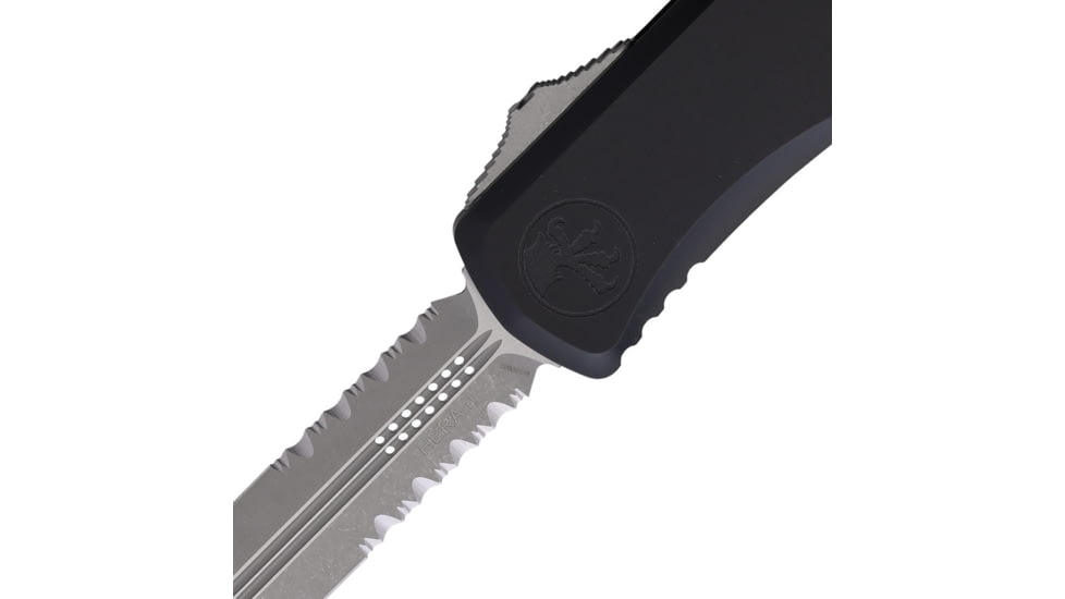 Microtech Hera II D/E Apocalyptic Partial Serrated 4.01in Folding Knife, Black, 1702-11AP