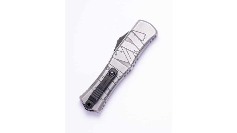 Microtech Hera II Mini D/E Signature Series Brushed Metal Standard 2.9in Folding Knife, Mummy Wrap, 1702M-1BMHWMYS