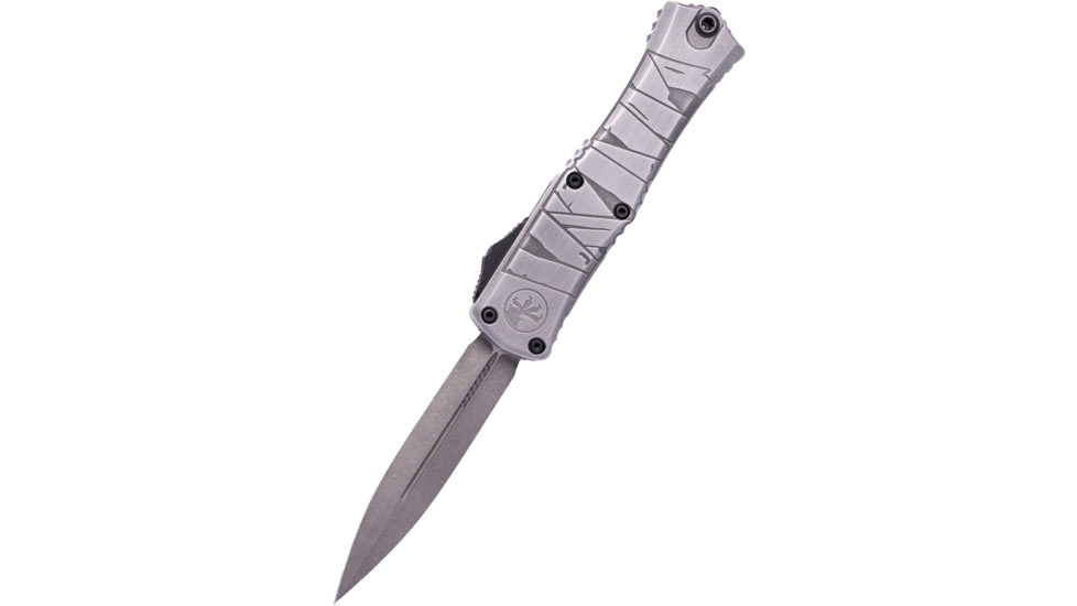 Microtech Hera II Mini D/E Signature Series Brushed Metal Standard 2.9in Folding Knife, Mummy Wrap, 1702M-1BMHWMYS
