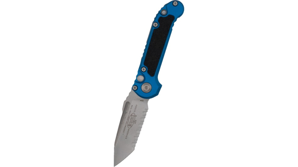 Microtech L.U.D.T. T/E Gen III Stonewash Full Serrated 3.5in Folding Knife, Blue Stonewash, 1136-12BL