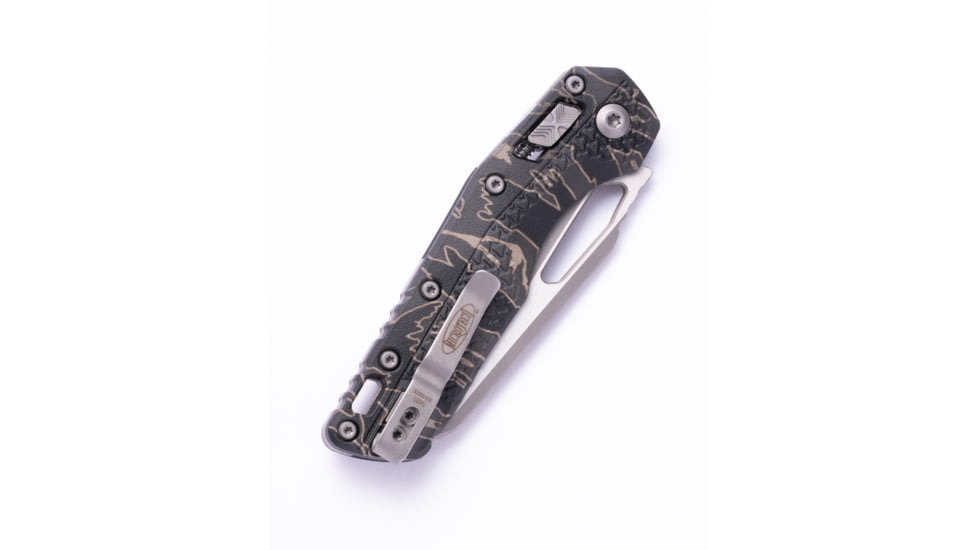 Microtech MSI S/E Apocalyptic Full Serrate Polymer 3.88in Folding Knife, Tiger Stripe Camo, 210T-12APPMTSC