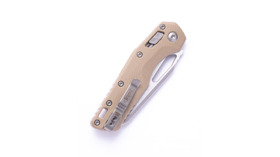 Microtech MSI S/E Fluted G-10 Stonewash Partial Serrated 3.88in Folding Knife, Tan, 210-11FLGTTA