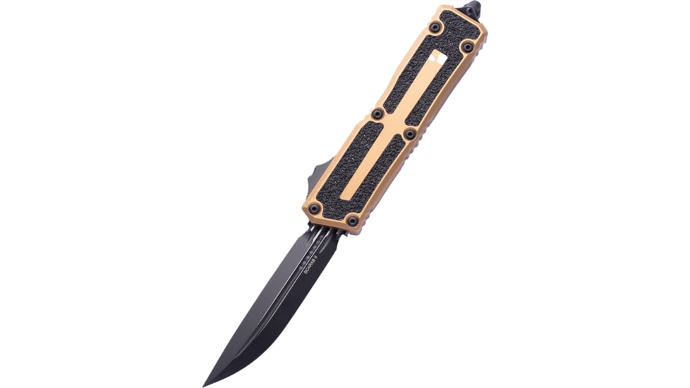 Microtech Scarab II Gen III D/E-S Standard 3.95in Folding Knife, Black, Tan, 1180-1TA