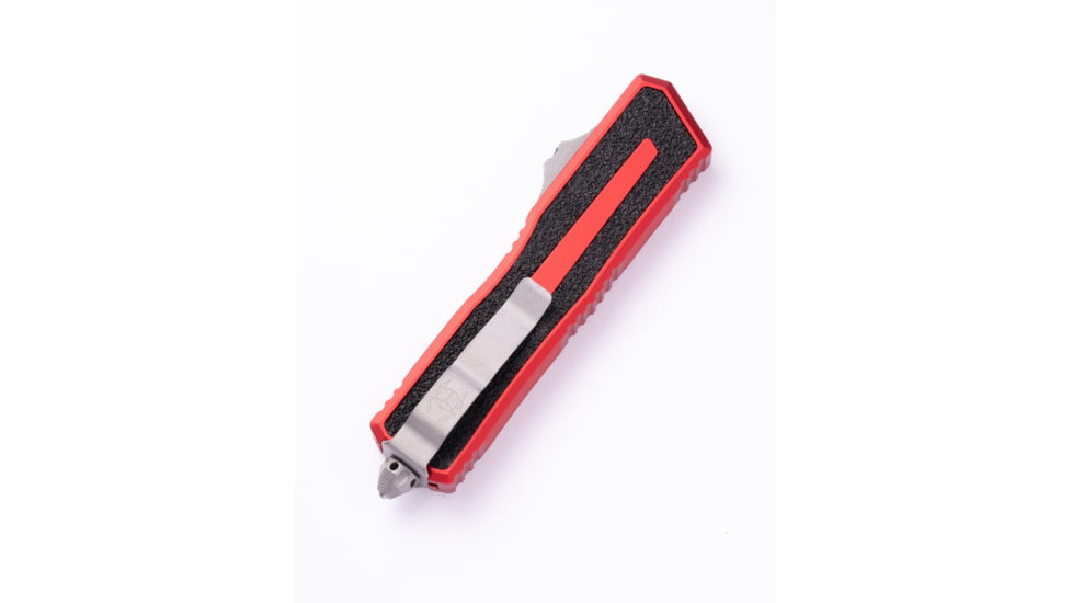 Microtech Scarab II Gen III S/E AP Stonewash Standard 3.95in Automatic Folding Knife, Double-Action OTF, Red, 1278-10APRD