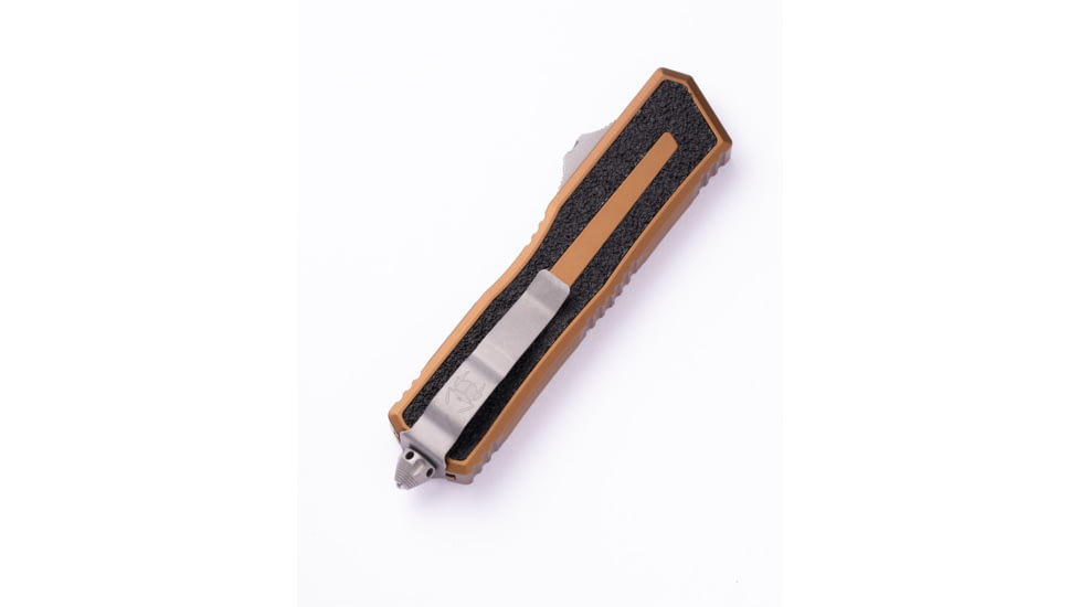 Microtech Scarab II Gen III S/E Apocalyptic Part Serrate 3.95in Automatic Folding Knife, Double-Action OTF, Tan, 1278-11APTA