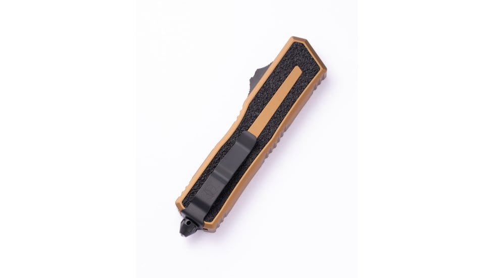 Microtech Scarab II Gen III S/E Part Serrate 3.95in Automatic Folding Knife, Double-Action OTF, Tan/Black, 1278-2TA