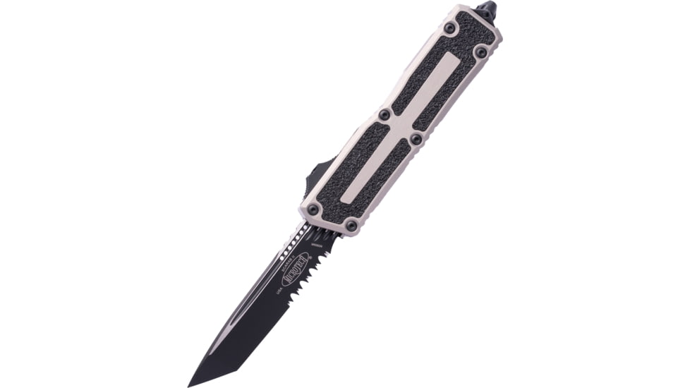 Microtech Scarab II Gen III T/E Black Part Serrate 3.95in Folding Knife, Natural Clear, 1279-2NC