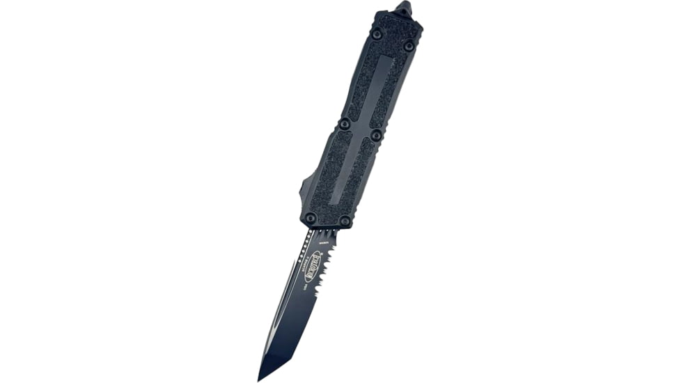 Microtech Scarab II Gen III T/E Black Part Serrate Tactical 3.95in Folding Knife, Black, 1279-2T