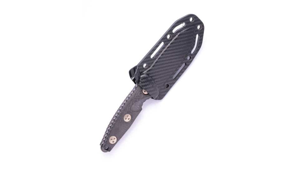 Microtech Socom Alpha Mini T/E Black DLC Carbon Fiber Signature Series 3.75in Fixed Knife, Black, 114M-1DLCCFS