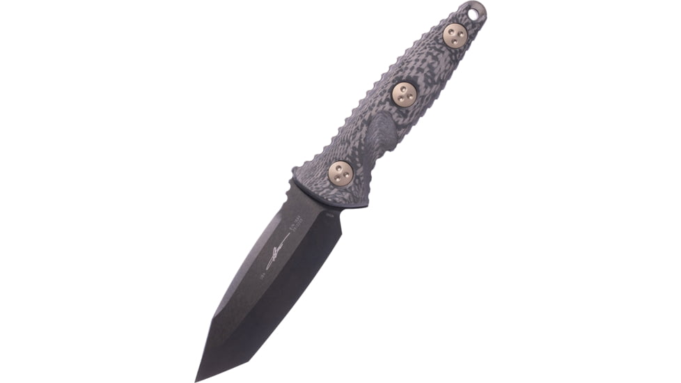Microtech Socom Alpha Mini T/E Black DLC Carbon Fiber Signature Series 3.75in Fixed Knife, Black, 114M-1DLCCFS