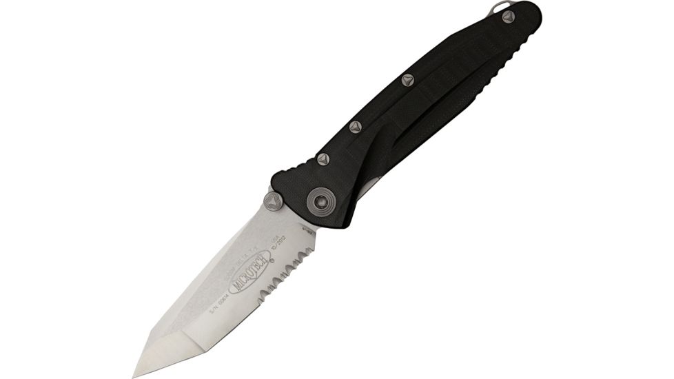 Microtech SOCOM Delta TE Folding Knife, Black Handle, Satin Combo MT163-5