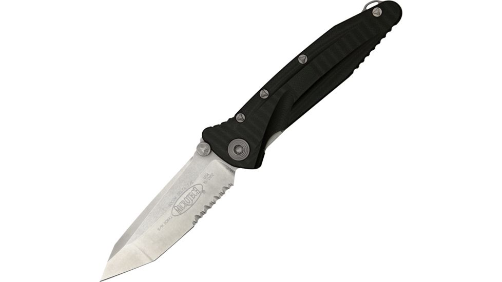 Microtech SOCOM Delta TE Folding Knife, Black Handle, Stone Wash Combo MT163-11
