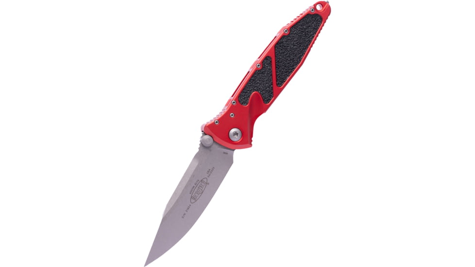 Microtech Socom Elite S/E Folding Knife, 4in, M390 Steel, Apocalyptic, Clip Point Blade, Plain Edge, Aluminum, Red Handle, 160-10APRD