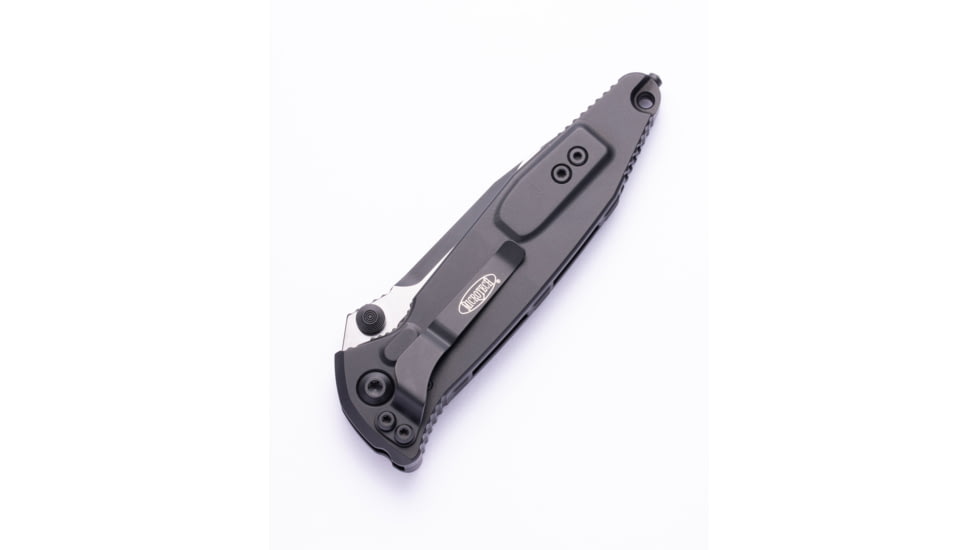 Microtech Socom Elite-M Manual Drop Point Part- Tactical S/E Folding Knife, 4in, M390 Steel, Black, Drop Point Blade, Aluminum, Black Handle, 160-2T