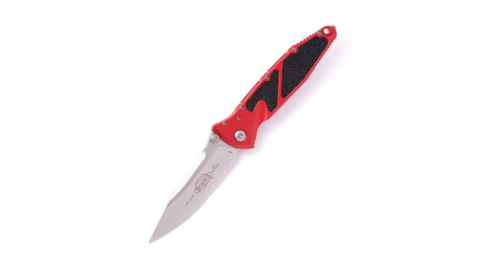 Microtech Socom Elite S/E Stonewash Part Serrate 4in Folding Knife, Manual Folder, Red, 160-11RD