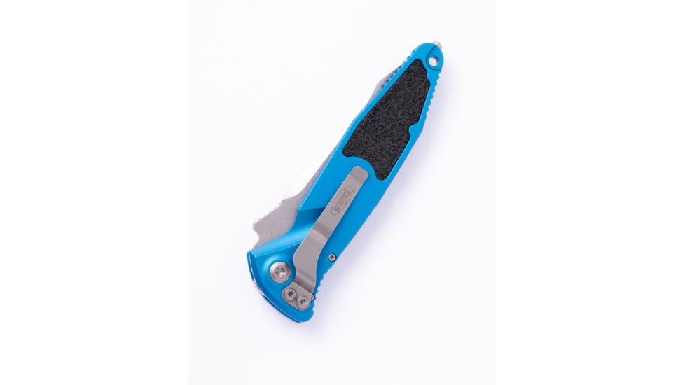 Microtech Socom Elite T/E-A Stonewash Standard 4.05in Automatic Folding Knife, Automatic Folder, Blue, 161A-10BL