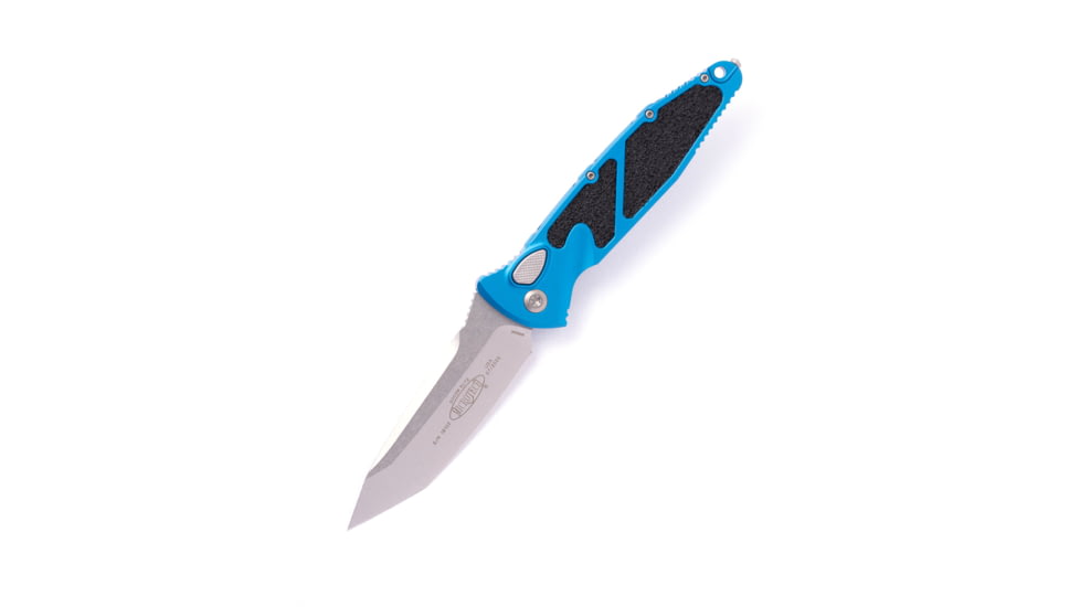 Microtech Socom Elite T/E-A Stonewash Standard 4.05in Automatic Folding Knife, Automatic Folder, Blue, 161A-10BL