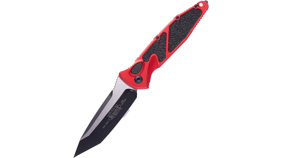 Microtech Socom Elite T/E-Auto Black Standard 4in Folding Knife, Red, 161A-1RD
