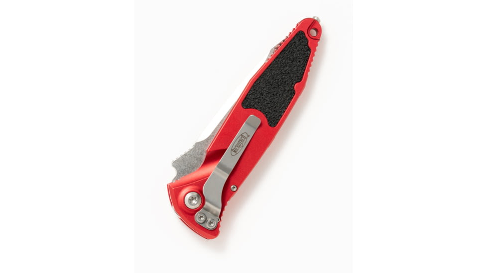 Microtech Socom Elite T/E-Auto Stonewash Standard 4.05in Automatic Folding Knife, Automatic Folder, Red, 161A-10RD