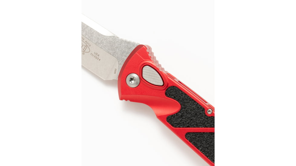 Microtech Socom Elite T/E-Auto Stonewash Standard 4.05in Automatic Folding Knife, Automatic Folder, Red, 161A-10RD