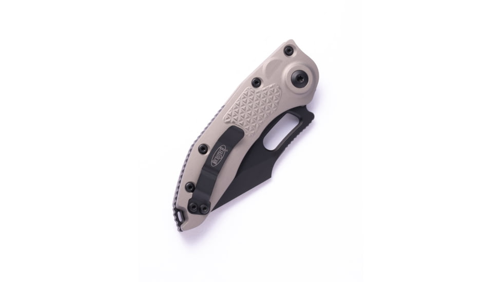 Microtech Stitch S/E Automatic Folding Knife, 3.75in, Automatic Folder, Natural Clear, 169-1NC
