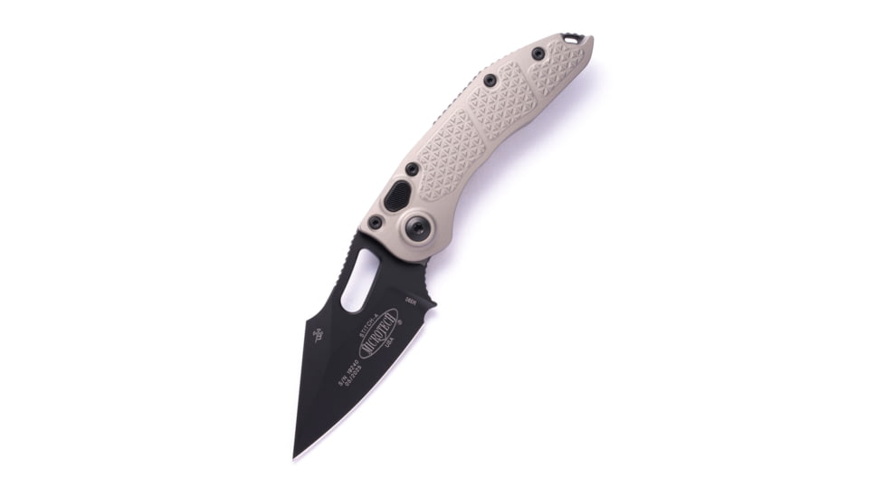 Microtech Stitch S/E Automatic Folding Knife, 3.75in, Automatic Folder, Natural Clear, 169-1NC