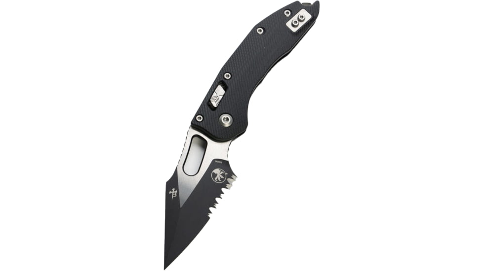 Microtech Stitch S/E Ram - Lok Black Painted Blade Fluted G-10 STD 3.71in Folsing Knife, Black, 169RL-2FLGTBK