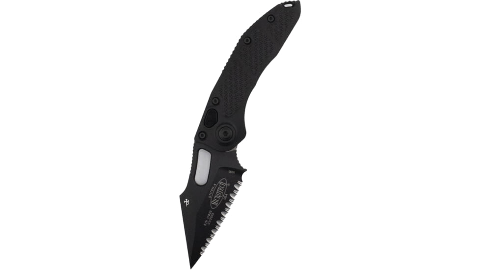 Microtech Stitch S/E Tactical Full Serrate 3.75in Folding Knife, Black, 169-3T