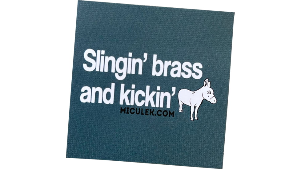 Miculek Slingin Brass Sticker, 2x2, STICK-SLINGBRASS