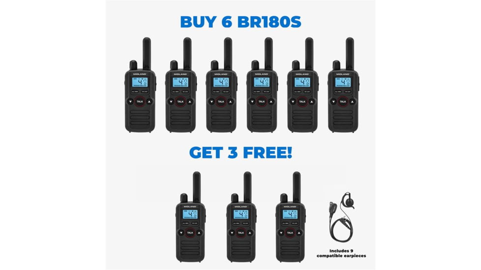 Midland BR180 BizTalkR 6 Single Radios + 3 FREE - BR180BONUS3, BR180BONUS3