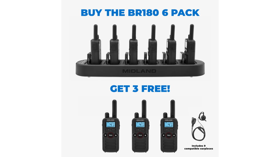 Midland BR180 BizTalkR Radio 6-Pack + 3 FREE - BR180X6BONUS3, BR180X6BONUS3