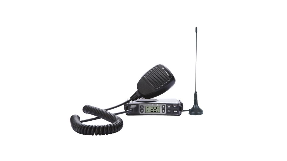 Midland Radio 5 Watt Micro Mobile GMRS Radio with Weather and Magnetic Mount Antenna, Black / Silver MXT105