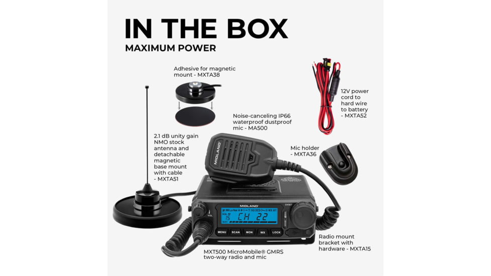 Midland Radio 50 Watt Micro Mobile GMRS Radio, 1408727