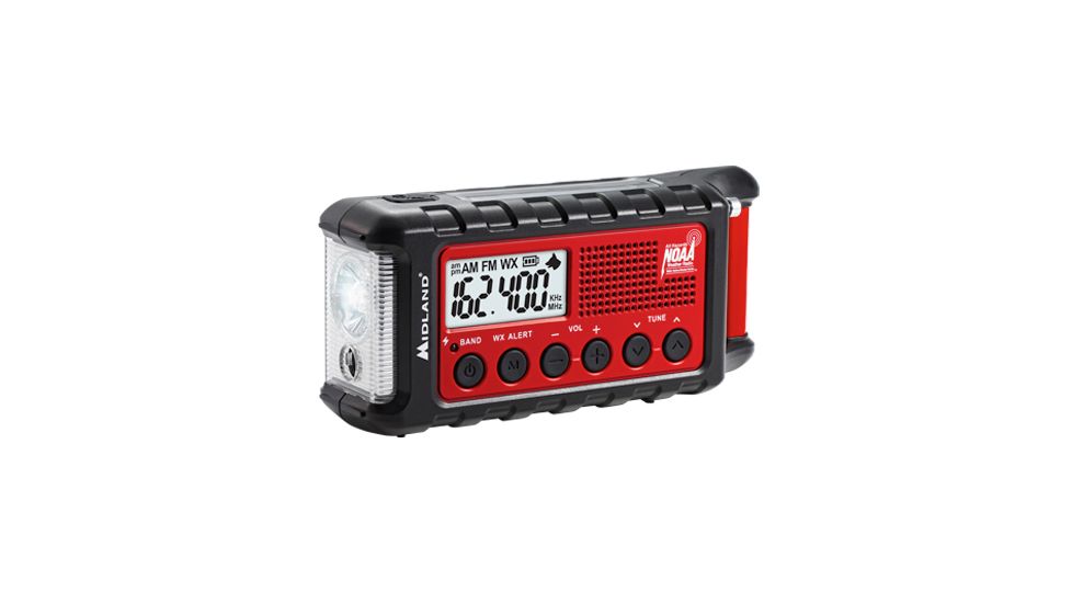 Midland Radio Emergency AM/FM/WX Radio, Red/Black, ER310