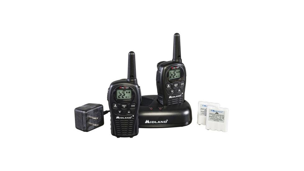 Midland Radio 24 Mile 22 Chl Two-Way Radio, Batteries &amp; Desk Top Charger, Black, LXT500VP3
