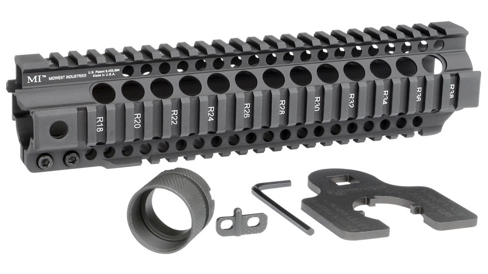 Midwest Industries 10in Combat Rail T-Series One Piece Free Float Handguard, Black, MI-CRT-10.0