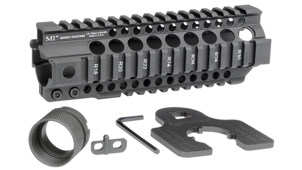 Midwest Industries 7.25in Combat Rail T-Series One Piece Free Float Handguard, Black, MI-CRT-7.25