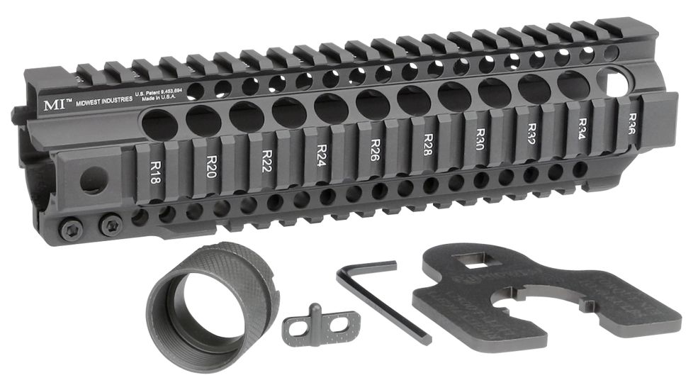 Midwest Industries 9.25in Combat Rail T-Series One Piece Free Float Handguard, Black, MI-CRT-9.25