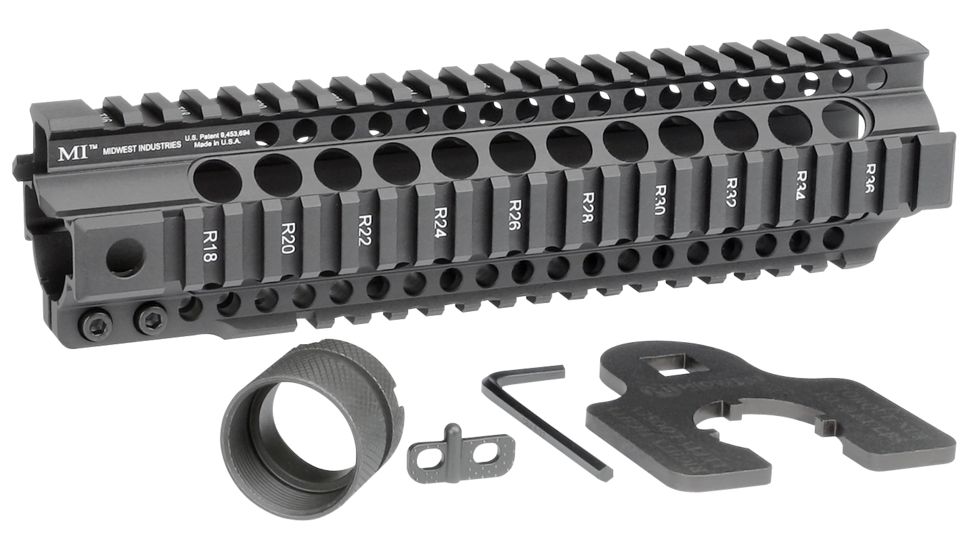 Midwest Industries 9.50in Combat Rail T-Series One Piece Free Float Handguard, Black, MI-CRT-9.50