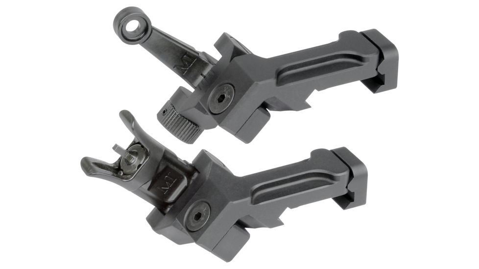 Midwest Industries Combat Rifle Offset Deployable Front and Rear Sight, Black, MI-CRS-OSS
