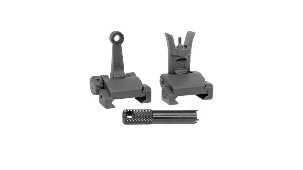 Midwest Industries Combat Rifle Top Mounted Deployable Front and Rear Sight, Black, MI-CRS-SET