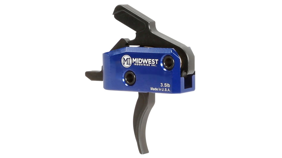 Midwest Industries Enhanced AR15 Drop in Trigger, Curved, 3.5lb Pull, Single Stage w/ Anti Walk Pins, Black/Blue, MI-TRIGGER-C