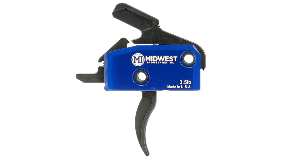Midwest Industries Enhanced AR15 Drop in Trigger, Curved, 3.5lb Pull, Single Stage w/ Anti Walk Pins, Black/Blue, MI-TRIGGER-C