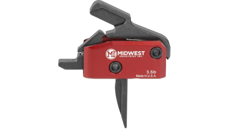 Midwest Industries Enhanced AR15 Drop-In Trigger, Flat, 3.5lb Pull Single Stage w/Anti Walk Pins, Black, MI-TRIGGER-F