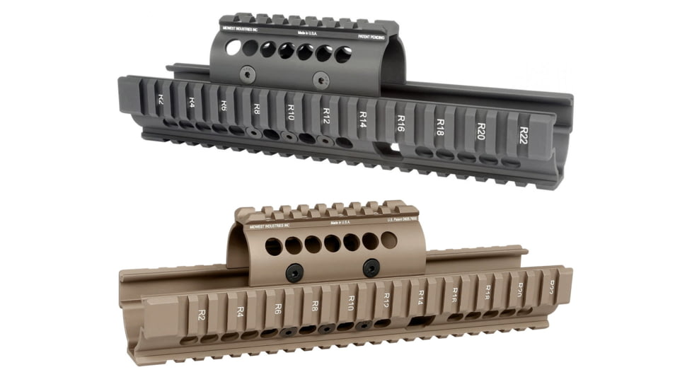 Midwest Industries Extended Universal AK47/74 Handguard With Standard Topcover, Black, Flat Dark Earth
